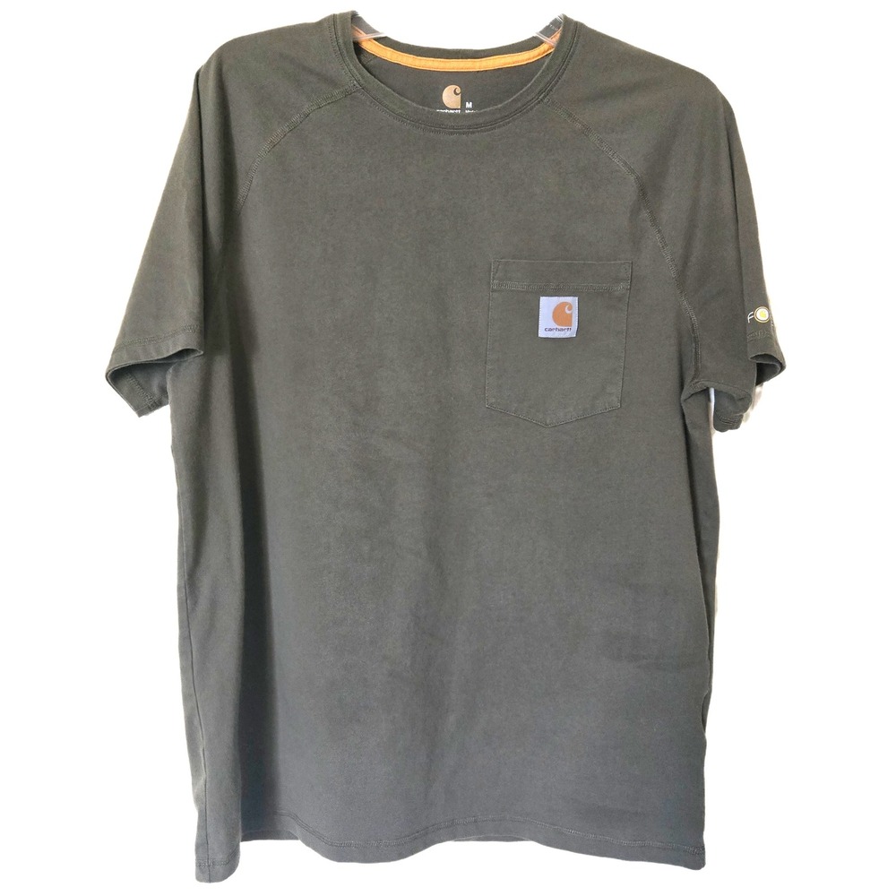 Carhartt Force Relaxed Fit Pocket T-Shirt Mens Medium Green 316 Raglan *flaw